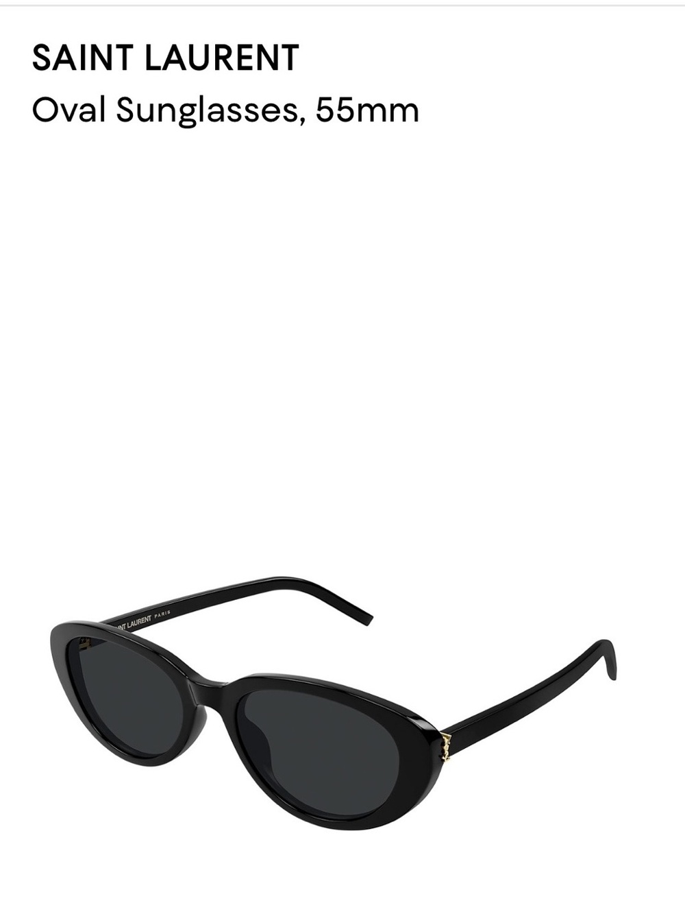 Saint Laurent Black Oval Cateye Sunglasses